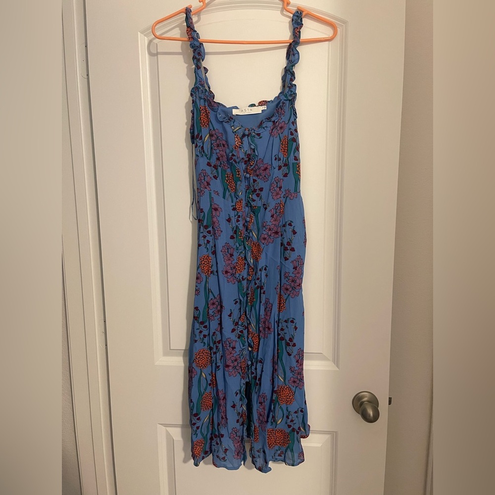 Floral Blue Midi Dress